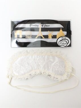 Set of 2 new sleep masks embroidered white silk soft Paris France romantic